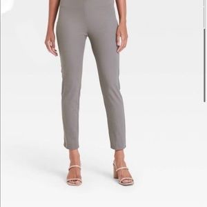 A New Day - Pin-Striped Grey and White, Flat Front, Ankle Pants